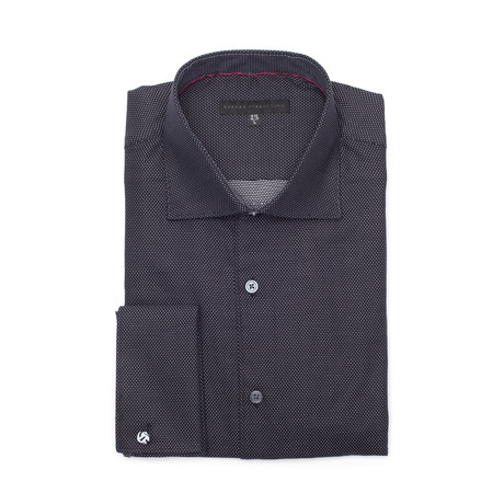 Long Sleeve Button Down // Textured Black (15" Neck // 32-33" Sleeve )