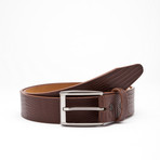 Ruben Lizard Printed Leather Belt // Brown (30" Waist)