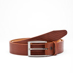 Ruben Lizard Printed Leather Belt // Tan (30" Waist)