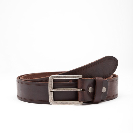 Pio Leather Belt // Brown (30" Waist)