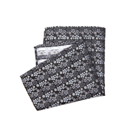 Black Floral Pocket Square