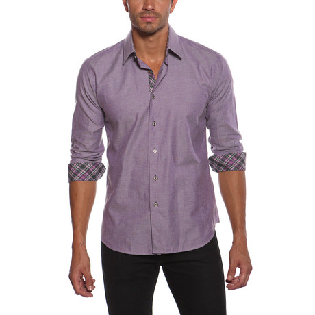 Jared Lang // AVE Button-Up // Purple + Plaid (S)