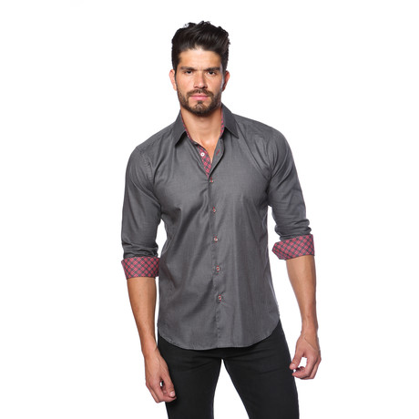 AVE Button-Up // Charcoal + Plaid (S)