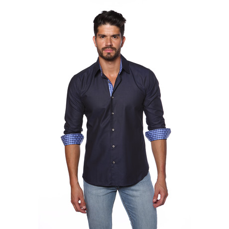 AVE Button-Up // Navy + Basket Weave (M)