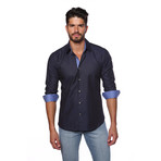 AVE Button-Up // Navy + Basket Weave (M)