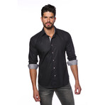 AVE Button-Up // Black + Plaid (XL)