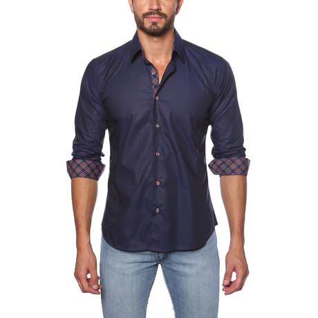 Jared Lang // AVE Button-Up // Navy + Plaid (S)