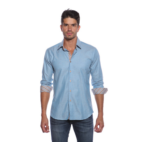 AVE Button-Up // Blue Nep + Gingham (2XL)
