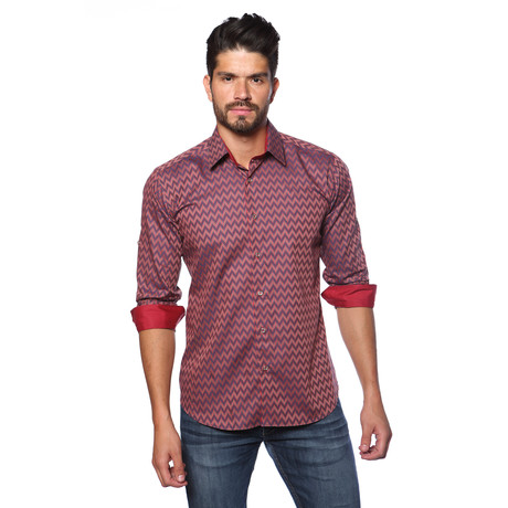 MAD Button-Up Shirt // Red Chevron (S)