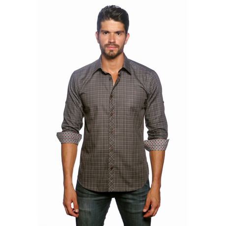 Long Sleeve Button Up Shirt // Charcoal Weave (S)