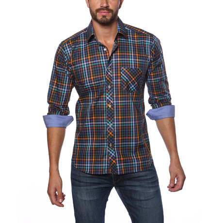 Jared Lang // Long Sleeve Button Up Shirt // Blue Check (S)