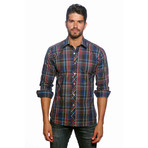 Long Sleeve Button Up Shirt // Navy Check (S)