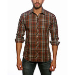 Jared Lang // Long Sleeve Button Up Shirt // Brown Check (S)