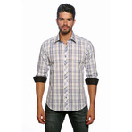 Long Sleeve Button Up Shirt // White Plaid (S)