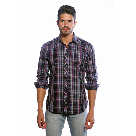 TUR Button-Up // Navy + Purple Plaid (S)