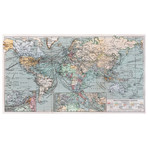 Vintage World Map Wall Mural Decal (100"L x 100"W)