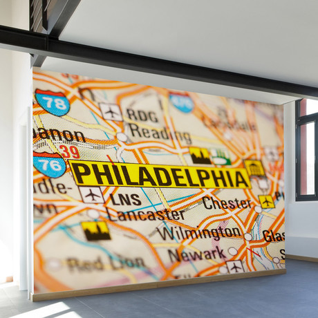 Philadelphia Wall Mural Decal (100"L x 100"W)