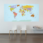 Current World Map Wall Decal (47"L x 24"W)