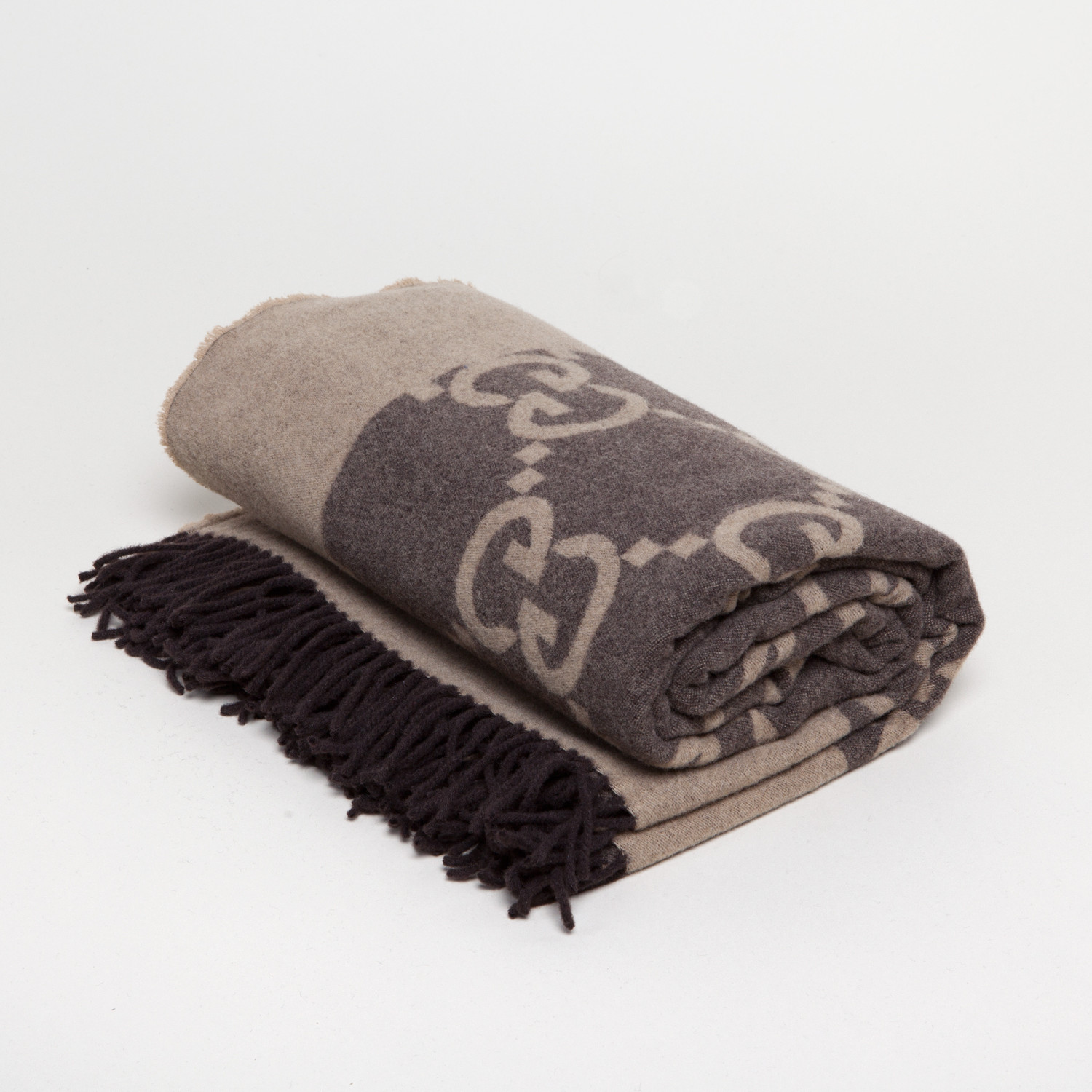 Gucci, Bedding, Gucci Authentic Wool Cashmere Gg Monogram Blanket In Dark  Brown