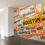 Houston Map Wall Mural Decal (100"L x 100"W)