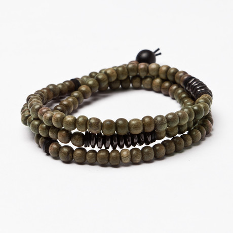 African Wood Bead Bracelet // Grey (S (7” Wrist))