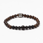 Bronzite + Onyx +Sterling Silver Bead Bracelet (L (7.5” Wrist))