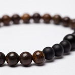 Bronzite + Onyx +Sterling Silver Bead Bracelet (L (7.5” Wrist))