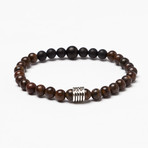 Bronzite + Onyx +Sterling Silver Bead Bracelet (L (7.5” Wrist))