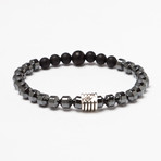 Hematite + Onyx + Sterling Silver Bead Bracelet (M (7.25” Wrist))