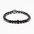 Hematite + Onyx + Sterling Silver Bead Bracelet (S (7” Wrist))