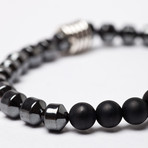 Hematite + Onyx + Sterling Silver Bead Bracelet (M (7.25” Wrist))