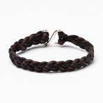 Sterling Silver + Leather Cord Bracelet // Brown (L (7.5” Wrist))