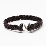 Sterling Silver + Leather Cord Bracelet // Brown (M (7.25” Wrist))