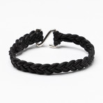 Sterling Silver + Leather Cord Bracelet // Black (M (7.25” Wrist))