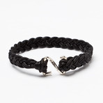 Sterling Silver + Leather Cord Bracelet // Black (L (7.5” Wrist))