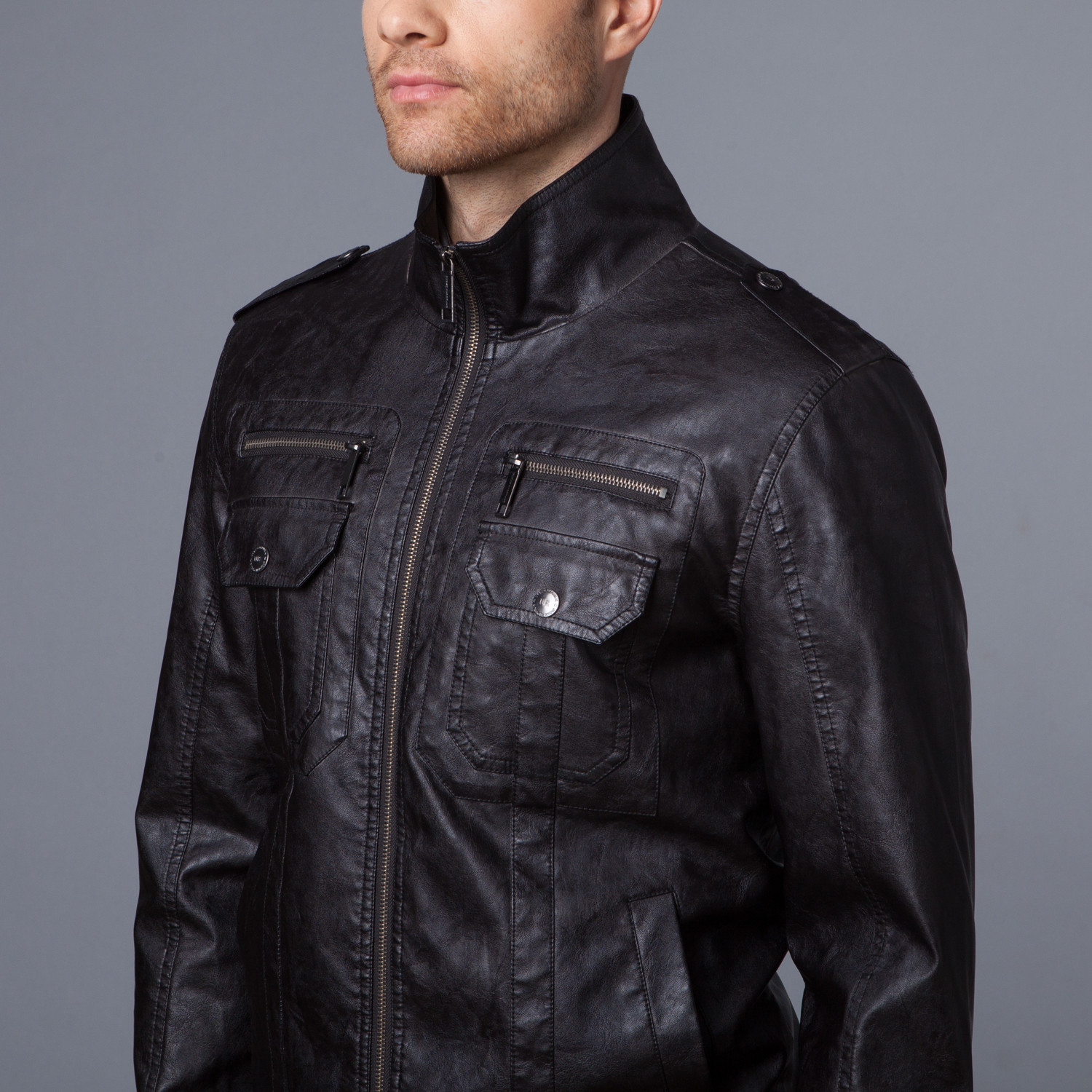 Leather Officer's Jacket // Charcoal (M) - Urban Republic - Touch of Modern