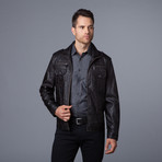 Leather Officer's Jacket // Charcoal (L)