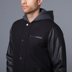 Wool Varsity Jacket + Fleece Hood (S)