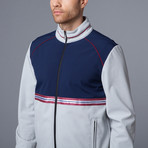 Colorblock Soft Shell Track Jacket // Light Grey + Navy (XL)