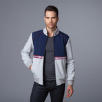 Colorblock Soft Shell Track Jacket // Light Grey + Navy (L)