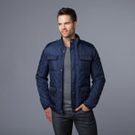 Urban Republic // Quilted Jacket + Leather Piping // Navy (XL)