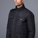 Quilted Jacket + Leather Piping // Black (XL)