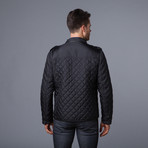 Quilted Jacket + Leather Piping // Black (XL)