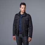 Quilted Jacket + Leather Piping // Black (XL)