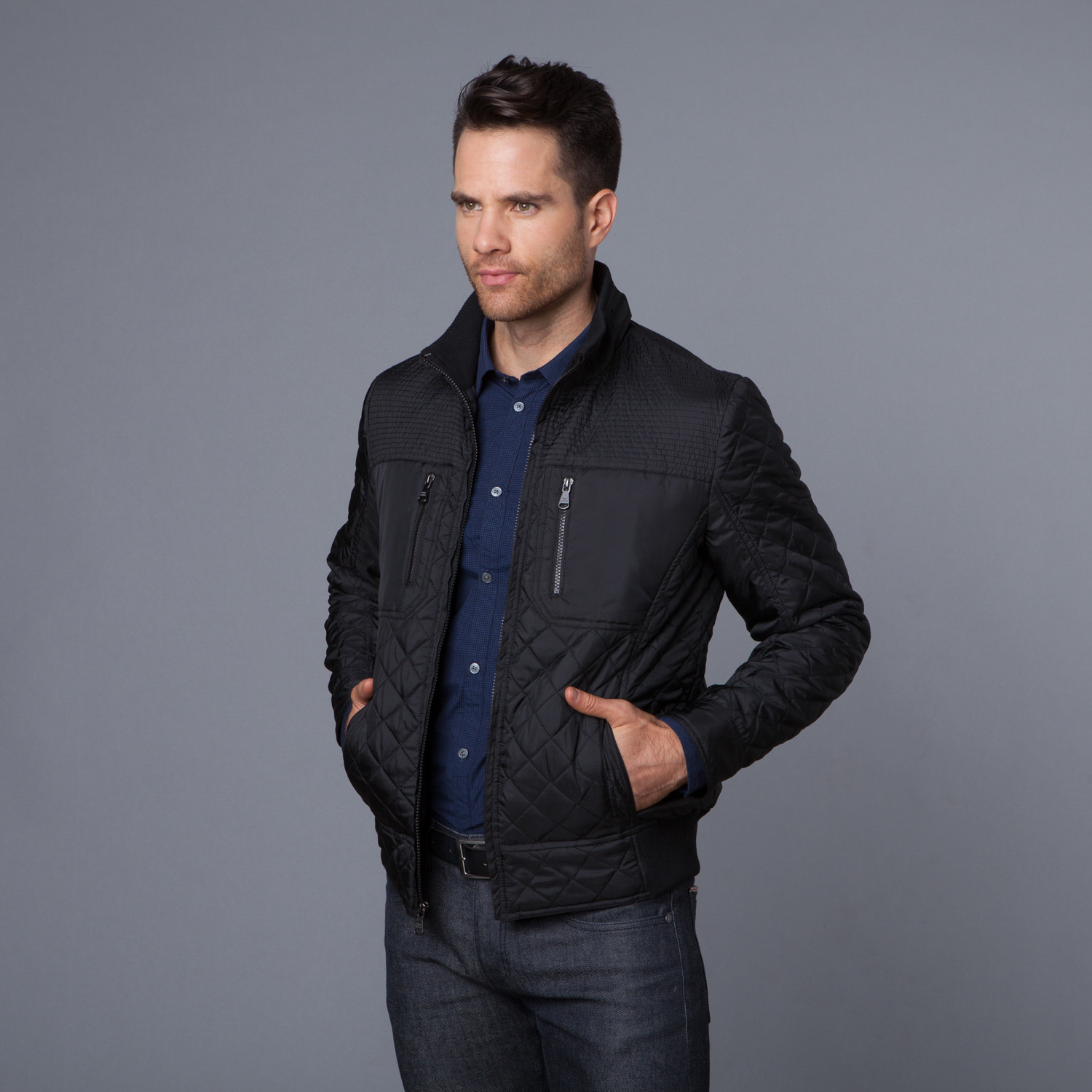 Quilted Bomber + Knit Collar // Black (S) - Urban Republic - Touch of ...
