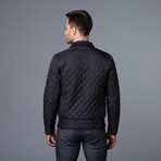 Quilted Bomber + Knit Collar // Black (S)