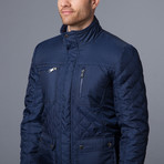 Urban Republic // Quilted Jacket + Knit Collar // Navy (L)