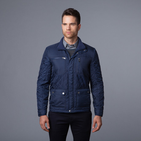 Urban Republic // Quilted Jacket + Knit Collar // Navy (S)