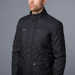 Urban Republic // Quilted Jacket + Knit Collar // Black (S)