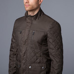 Urban Republic // Quilted Jacket + Knit Collar // Olive (L)